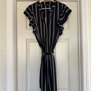 Striped Navy and Gray Dress